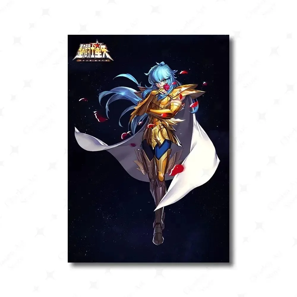 Lienzo sin marco de Saint Seiya Virgo Gold Knight – Arte en lienzo sin marco de anime clásico japonés – Decoración del hogar para sala de estar