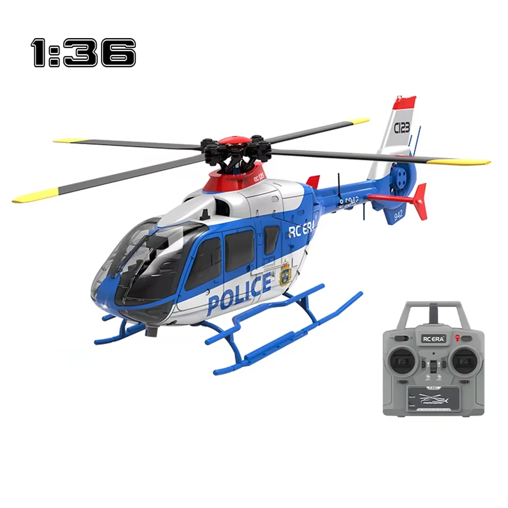 EC135 C123 RC Helicopter 6CH Double Brushless Direct Drive Single Paddle Aileron Free Helicopter model 3D Optical Flow Toys