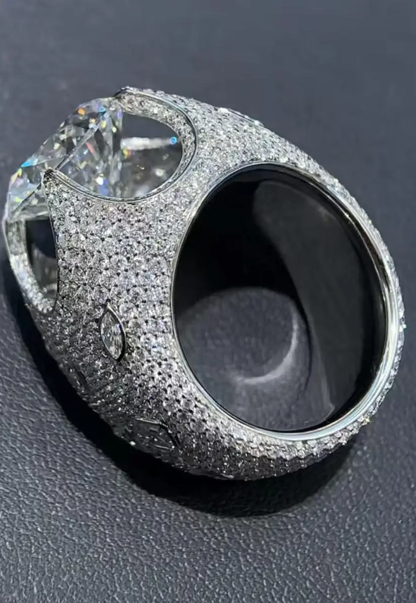 Real 14K White Gold 5CT Round Cut Lab Grown Diamond DEF VS CVD HPHT IGI 4/3 Diamond Engagement Ring For Men Handmade Jewelry
