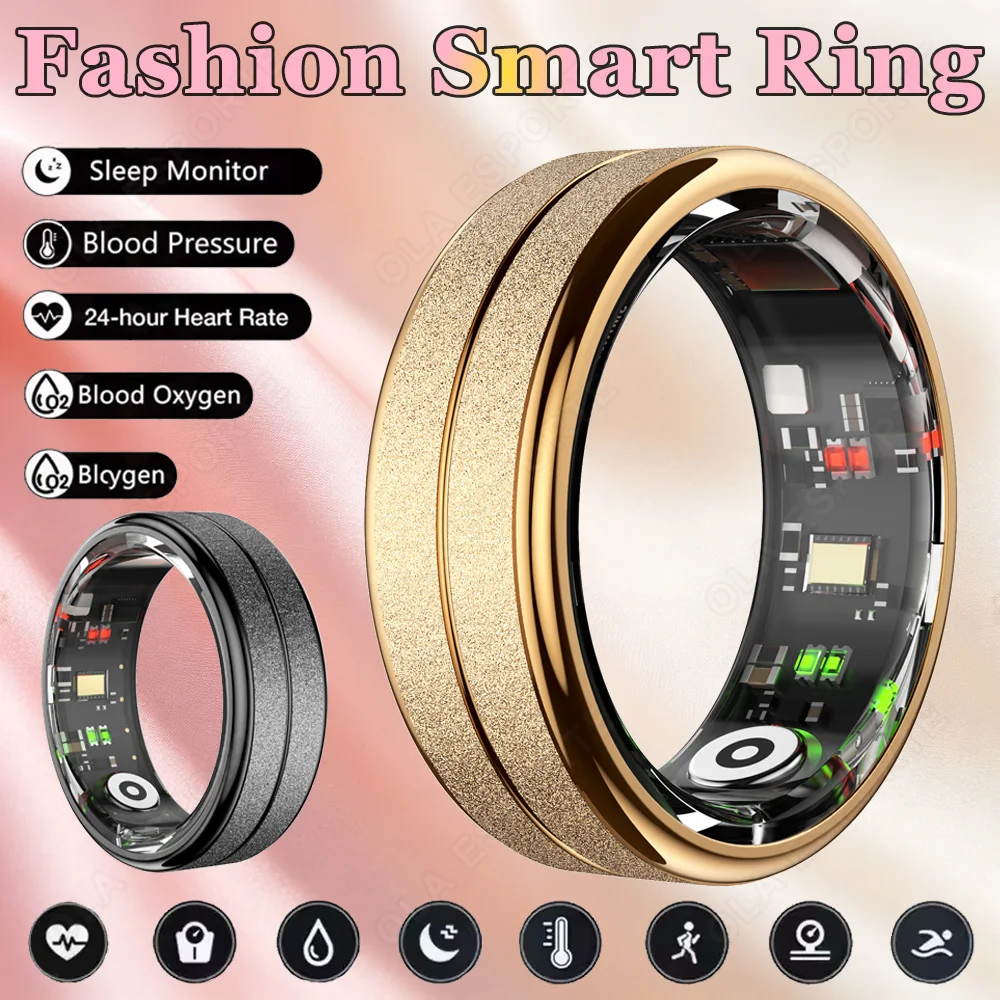 24-Hour Heart Rate Blood Oxygen Health Monitor Smart Ring Men Women Multi-Sport Mode IP68 Waterproof Count steps Smartring New