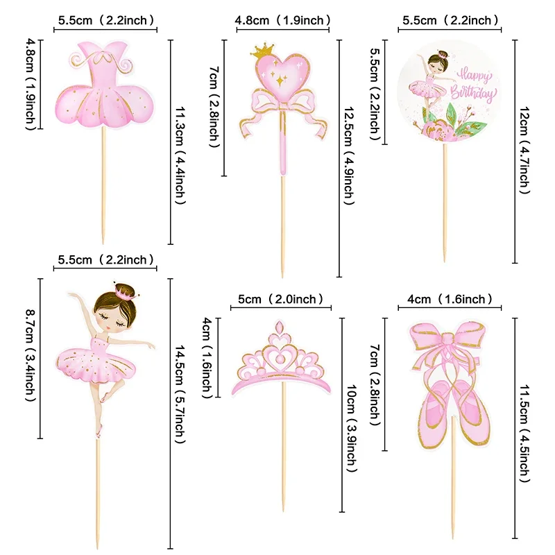 7pcs Hot Pink Girl Cake Topper Doll Head Cupcake Toppers Princess Girl Wedding Happy Birthday Party Decor Dessert Cake Decor