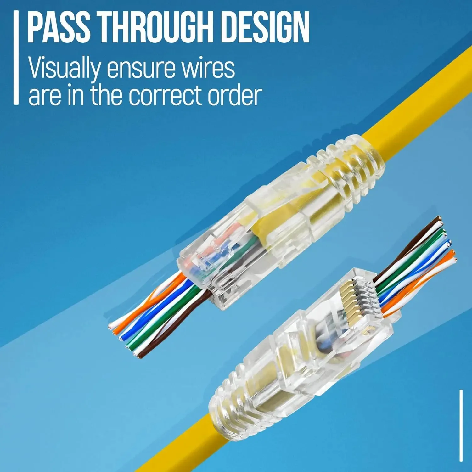 Woeow rj45 cat6 passiert Steck verbinder und Zug entlastungs stiefel, ez zum Crimpen eines modularen Steckers für ein festes oder verse iltes