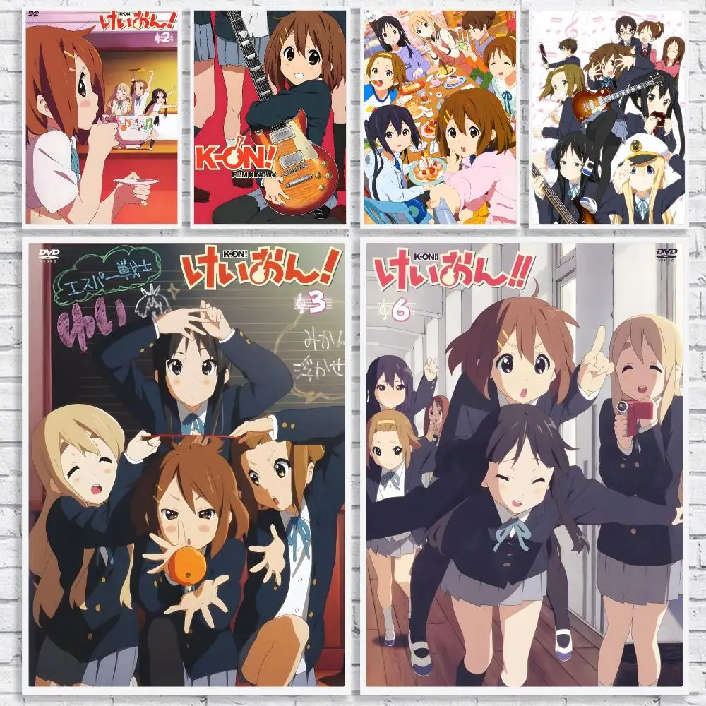 Hot Anime K-K-ONS ON Cute Girl Painting Calligraphy High-Quality Canvas Wall Mural Crease-Free For Living Room Bedroom Interiors