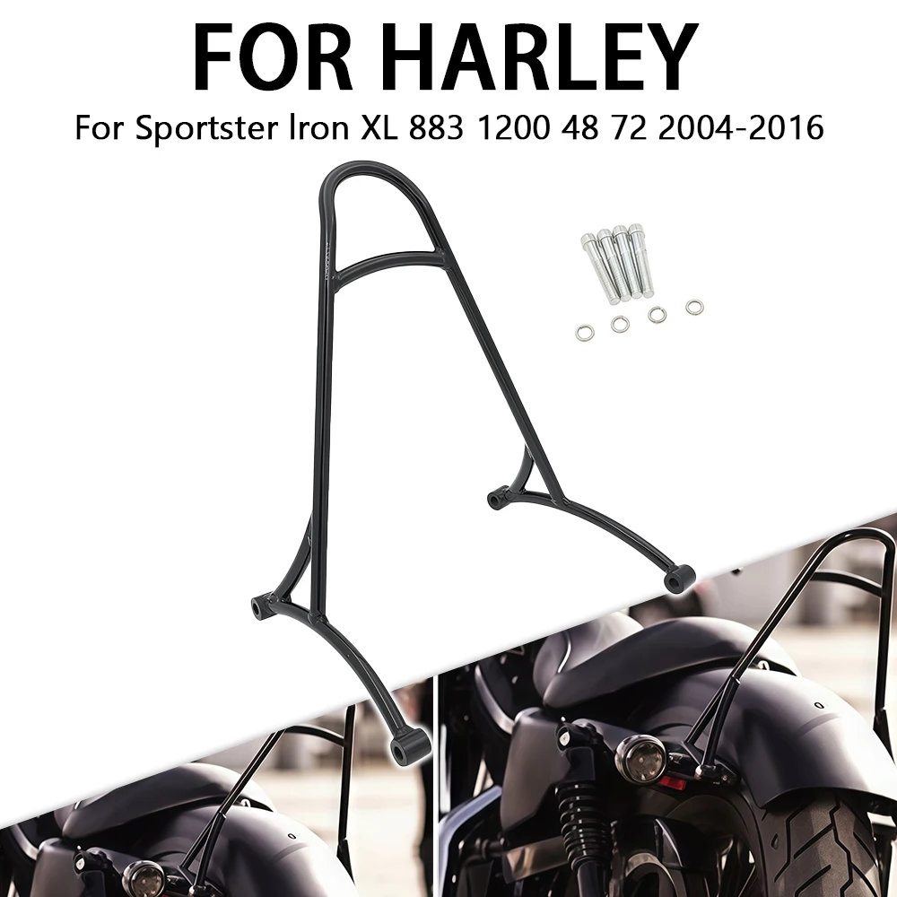 

For Harley Forty Eight XL1200X Sportster 883 Super Low XL883L 2004 - 2016 Black Motorcycle Short Passenger Sissy Bar Backrest