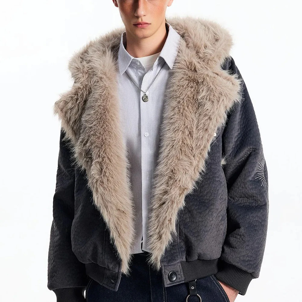 2025 Winter New Men's Solid Color Long-Sleeved Jacket American Retro Fashion Trendy High Street Loose Casual Niche Men's Top