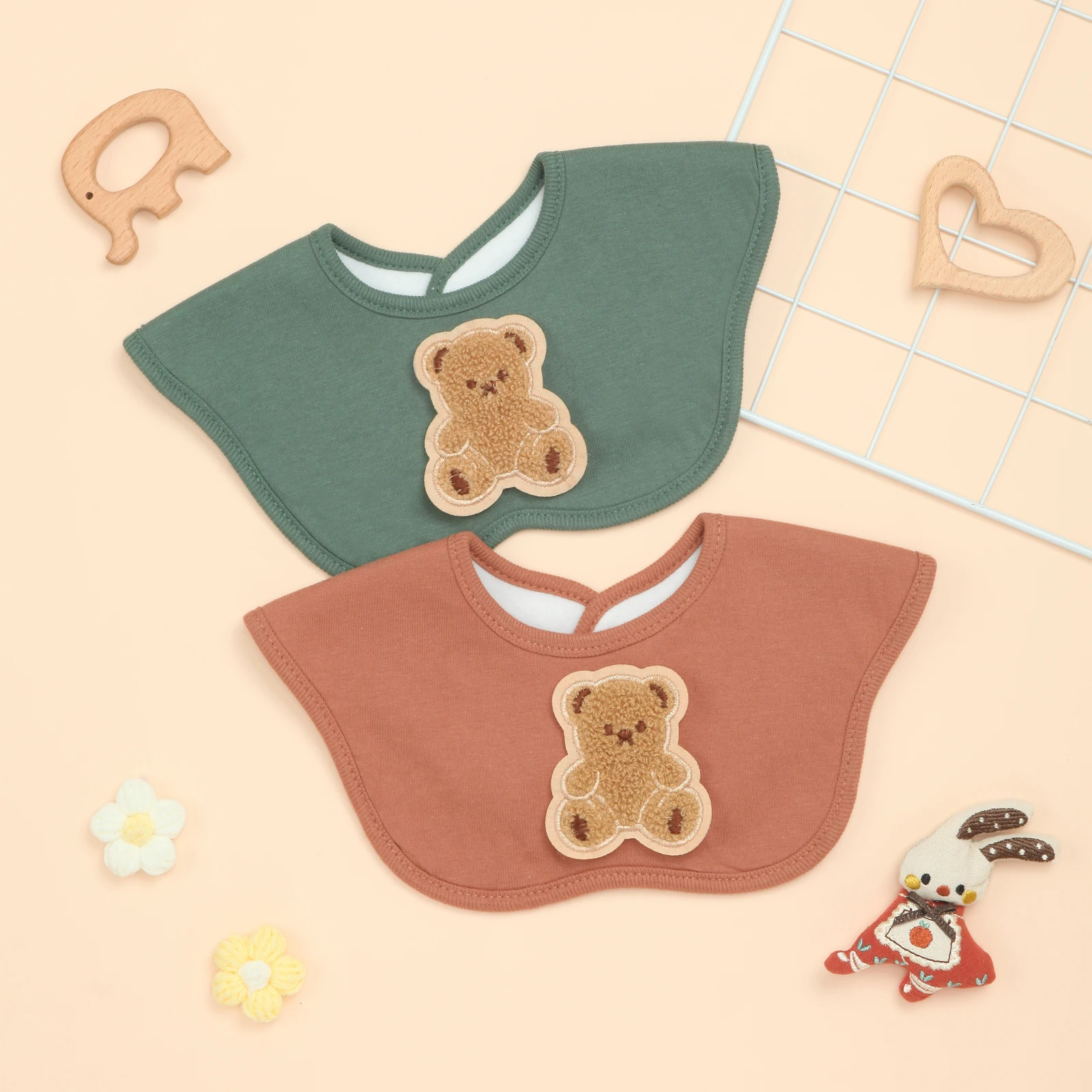 

Толстые мягкие детские нагрудники для мальчиков и девочек, регулируемый нагрудник для новорожденных для слюнотечения, кормления, прорезывания зубов (2 шт.)