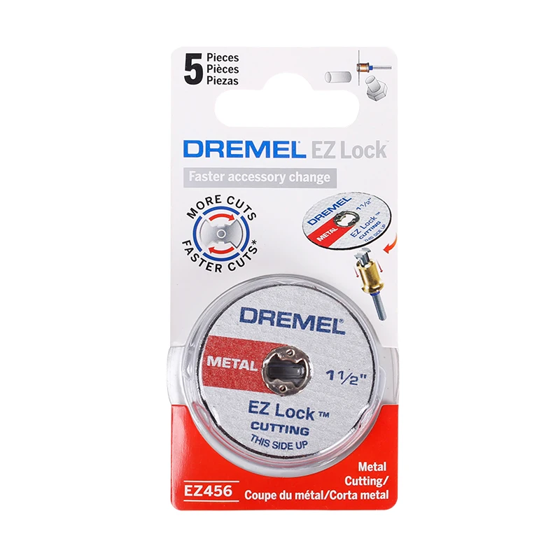 Dremel EZ456 Cut-off Wheel EZ Lock Reinforced Rotary Tool Cutting Disc 1 1/2 In (38.1 mm) Wheel Diameter For Metal Cutting 5PCS