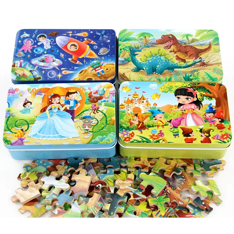 60 Pieces Puzzles Montessori Games for Kids Educational Toys Children Cartoon Vehicle Marine Animal Jigsaw Puzzle