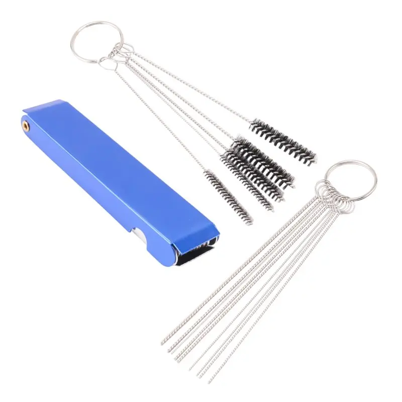 A67K-Carburetors Carbon Dirt Jet Remove Cleaner,Fine Good 13 Cleaning Wires Set + 10 Cleaning Needles + 5 Nylon Brushes Tool Kit