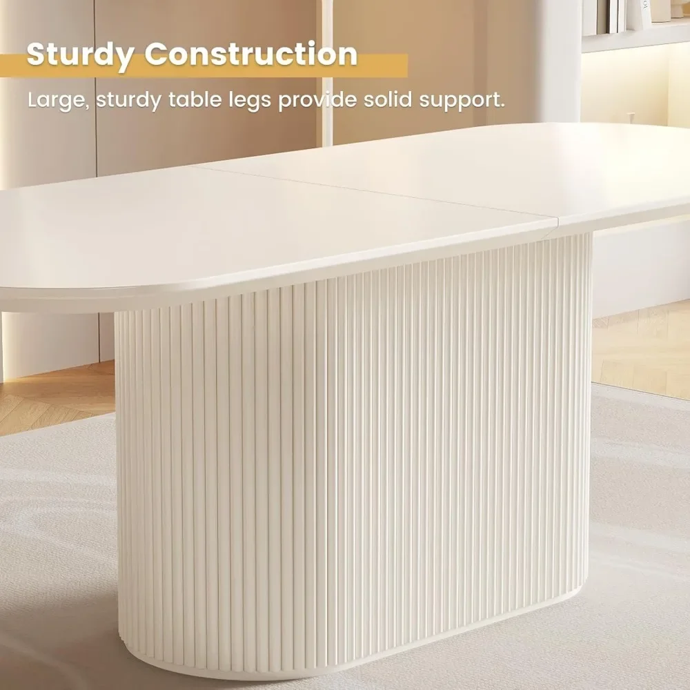 86.61" Oval Dining Table, Modern Kitchen Table for 8 People, Indoor Rectangular Dining Room Table for Kitchen, Bar, Living Room,