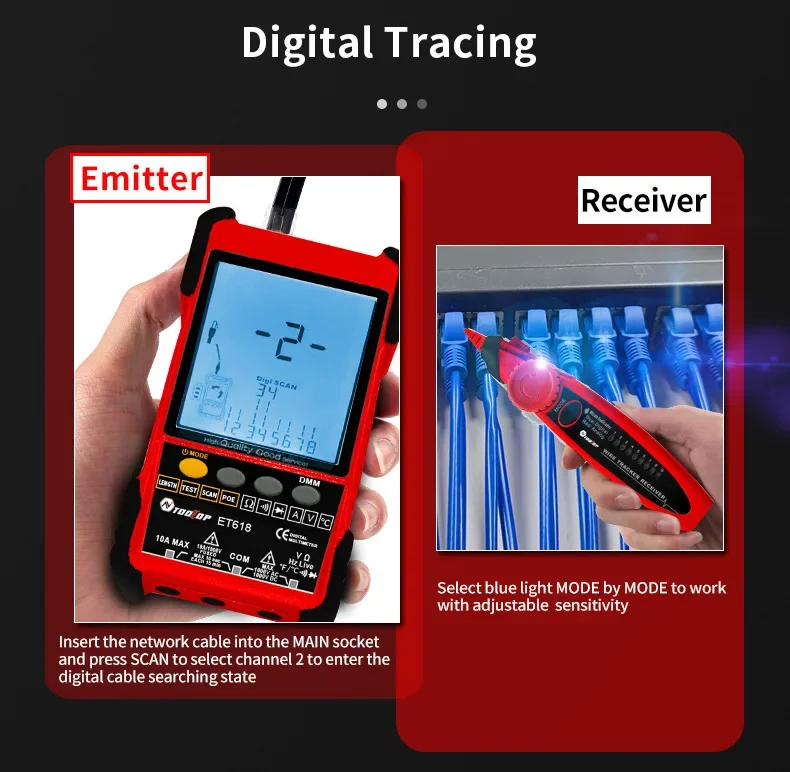 ET616 ET618Network line finder multimeter two-in-one 500m network cable length measurement image 5