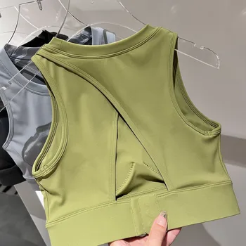 Lycar tissu haut de Fitness Yoga soutien-gorge gymnastique Sport soutien-gorge femmes dos creux sous-vêtements de Sport collants vêtements d'entraînement