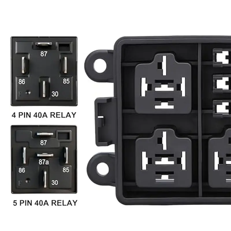 For 40Amp Fused Relay Box 12V 3 Way For Car Boat And SUV Applications With Waterproof Blade Fuse Slots 4 Pin 5 Pin