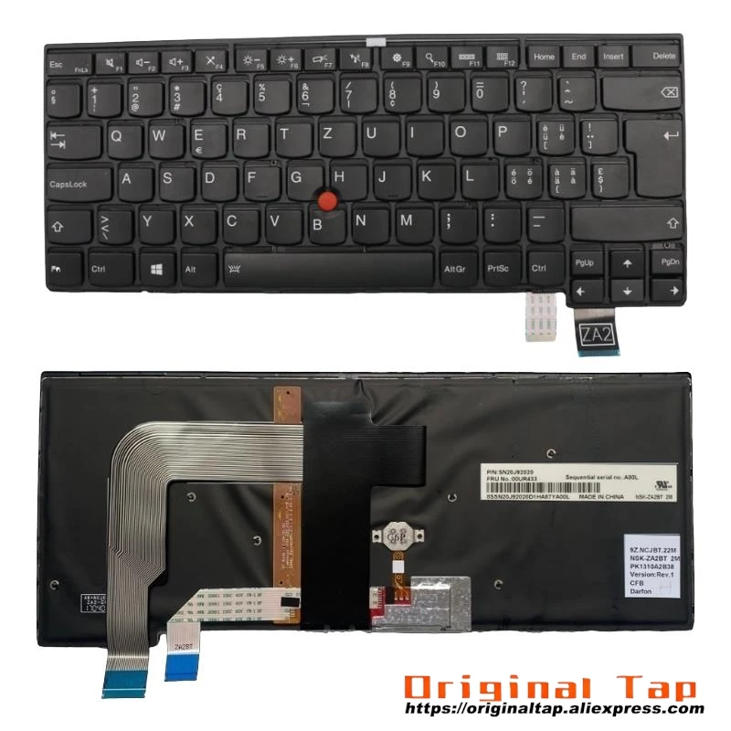 SWS Swiss Backlit Keyboard for Lenovo Thinkpad T460p 00UR382 00UR422