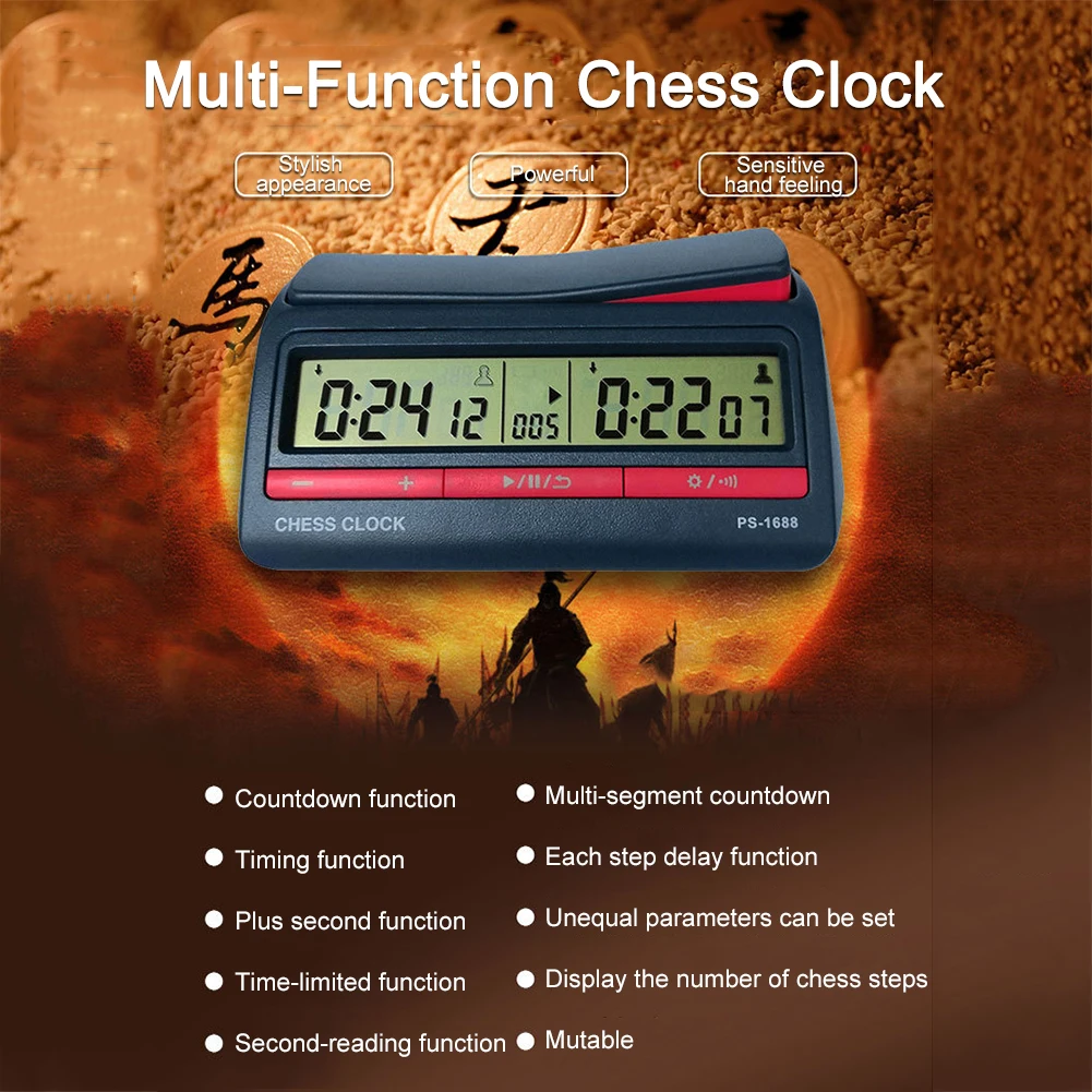 Count Up Down Timer Professional Digital Chess Clock Plastic Battery Powered Multifunctional Lightweight for Training Teaching