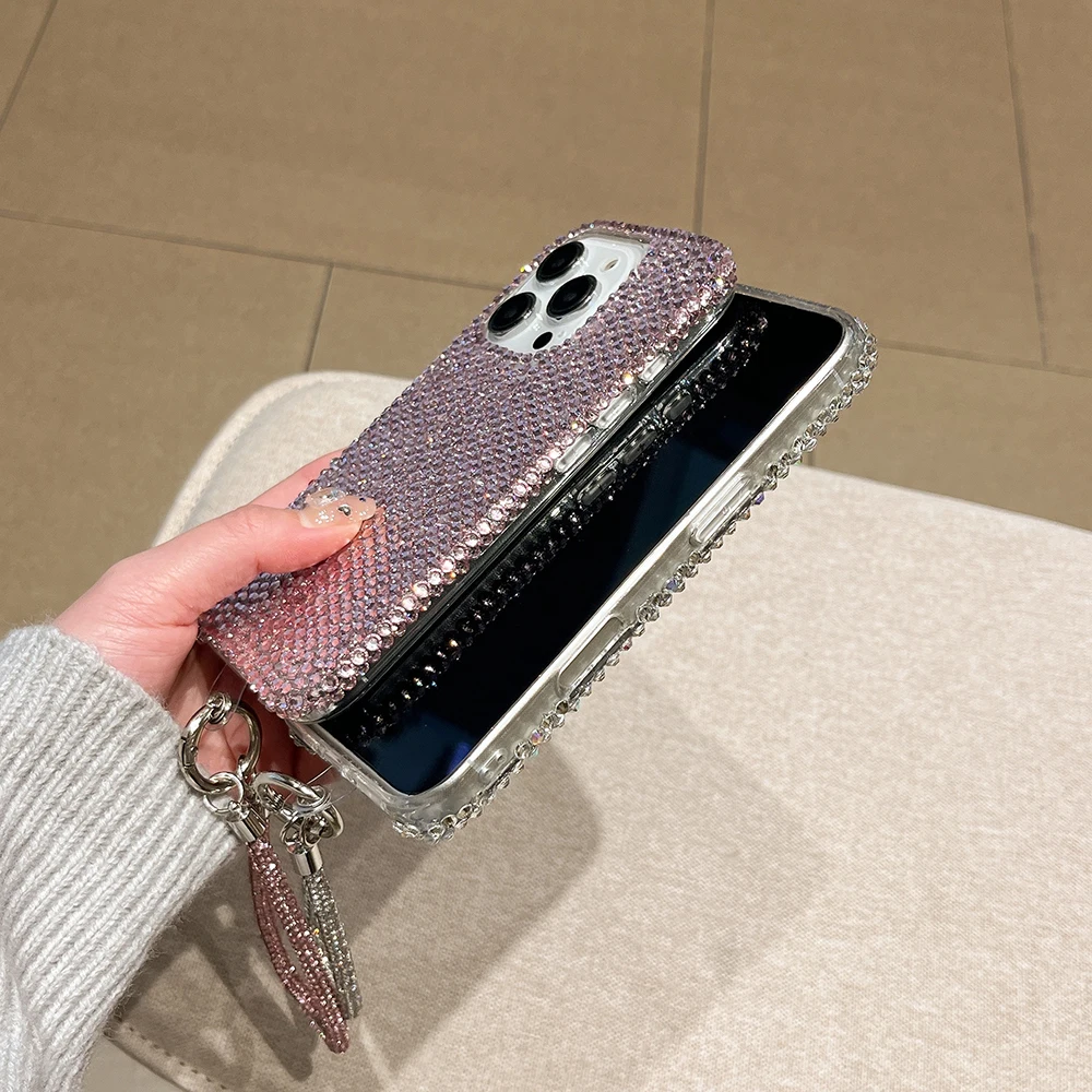 Niedliche Glitzer-Bling-Diamant-Kristall-Handyhüllen für iPhone 16 15 14 13 12 17 18 Pro Max 16 Plus 11 Air Stoßfeste Rückseiten-Abdeckung – Detail 15