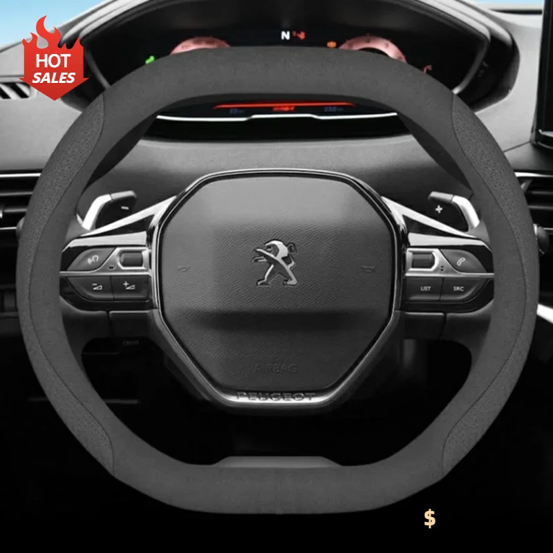 

Car Steering Wheel Cover For Peugeot 3008 4008 5008 308 408 408l 508l Leather Breathable Non-slip Car-styling Auto Accessories