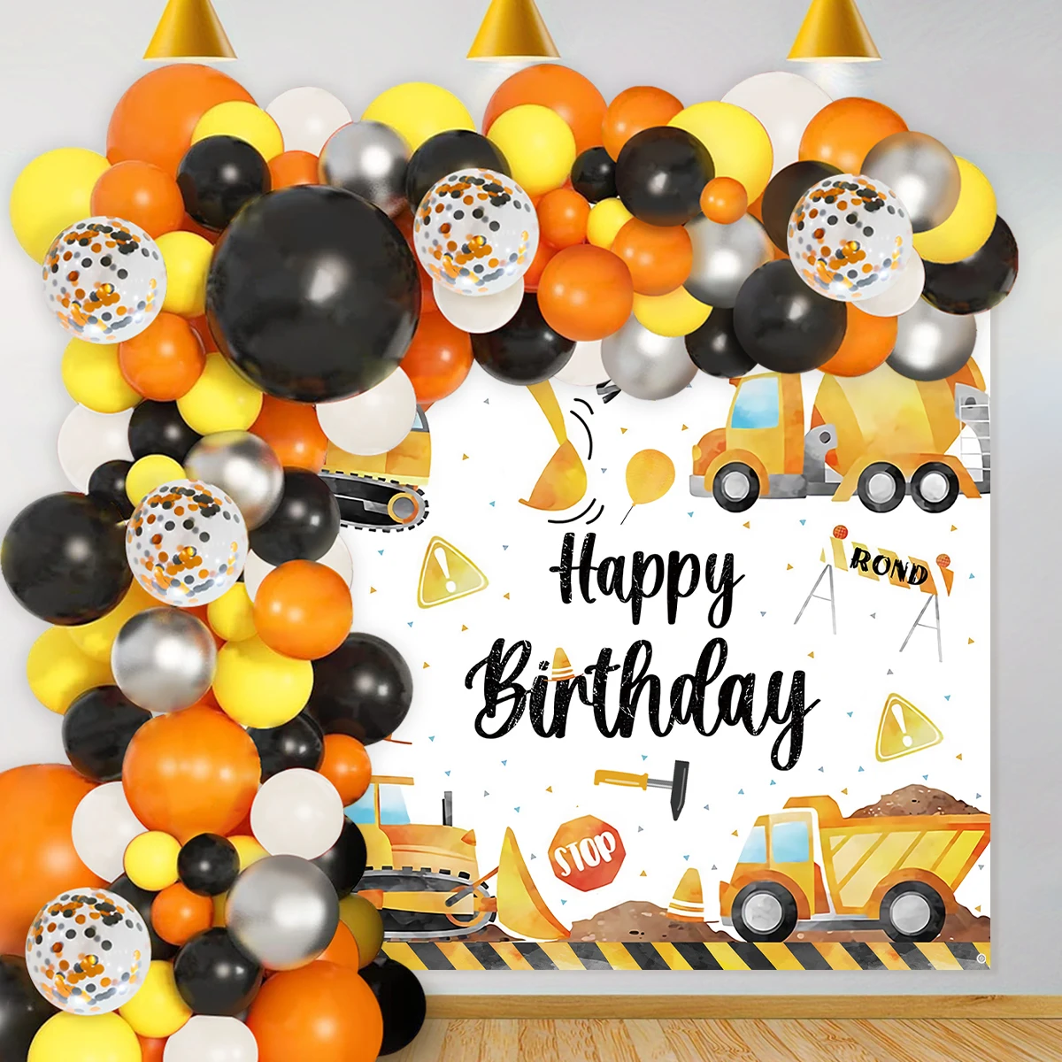 Construction Balloon Backdrop Disposable Tableware Birthday Decor Boy Excavator Truck Tractor Construction Birthday Party Decor
