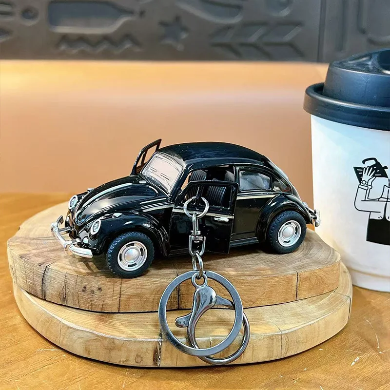 

New Vintage Pull-Back Car Metal Double-Door Toy Keychain Pendant Car Toy Model Women Bag Charms Car Keychain Charms Children Toy