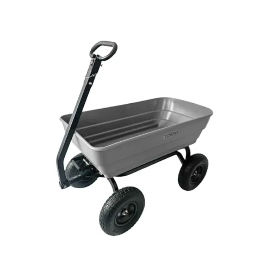 Poly Dump Cart for garden utility use, polyethylene material, black color, heavy-duty towable with 6 cu. ft. dump bed and 13-in