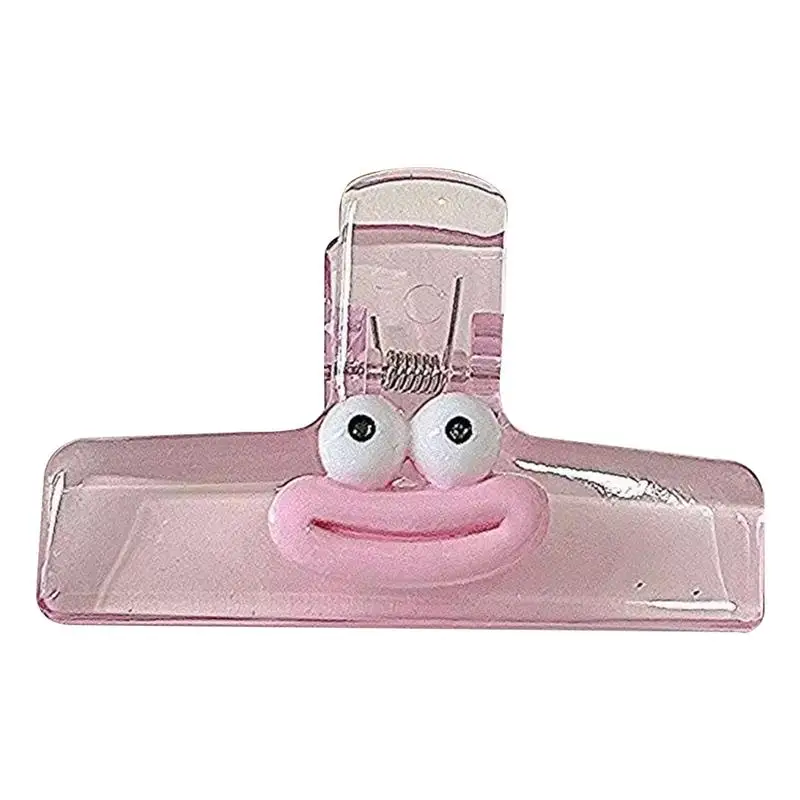 Cute Binder Clip Multi-Functional Storage Clip Important Files Folder Clip Sausage Mouth Design Transparent Acrylic Exam Paper