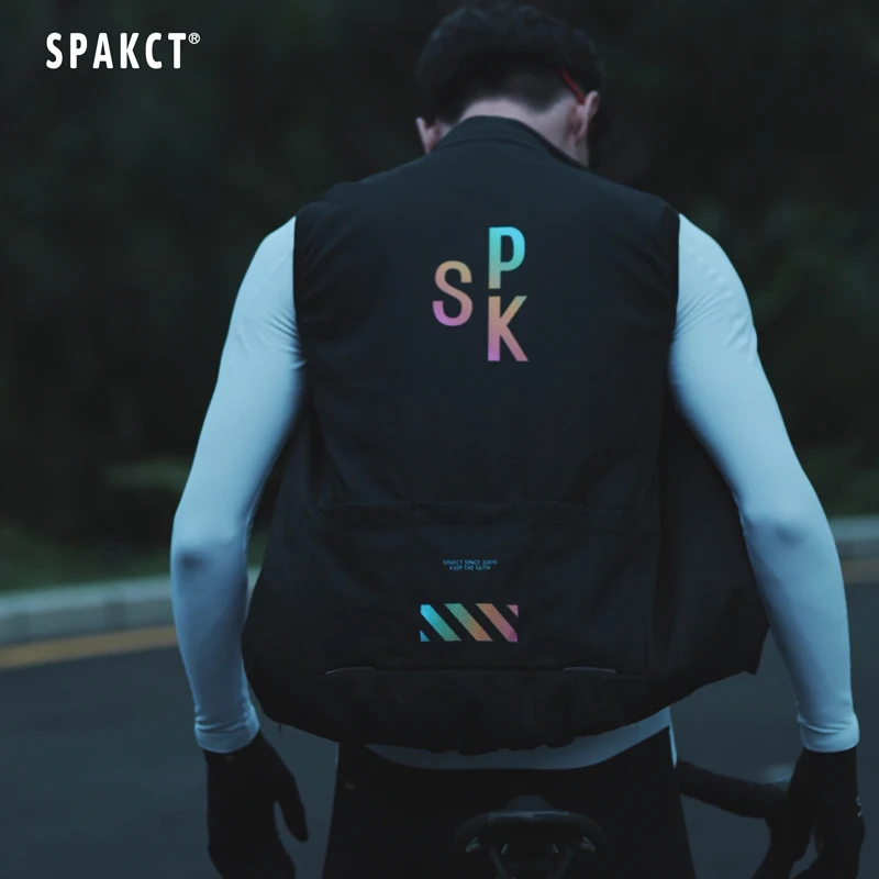 

SPAKCT Bicycle vest, bike riding, wind vest, 2-way zipper, windproof coat, back zipper pocket, man and woman