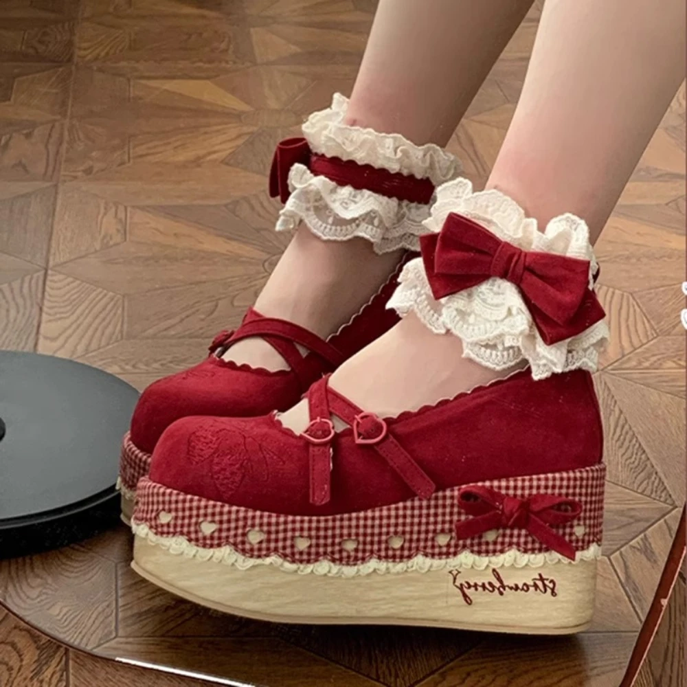 

Lolita High Heels Height Increasing Thick Sole Lo Shoes for Women's 2026 New Cute Mary Jane Platform Shoes Pumps