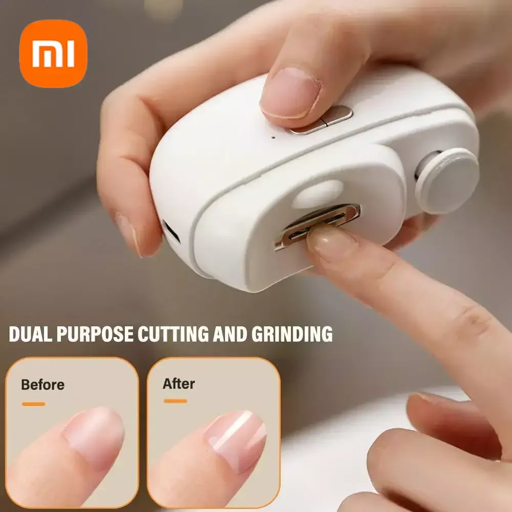Xiaomi-aparador Elétrico de Unhas para Adultos e Bebês Cortador Automático de Unhas Apontador com Luz Led Aparador de Segurança