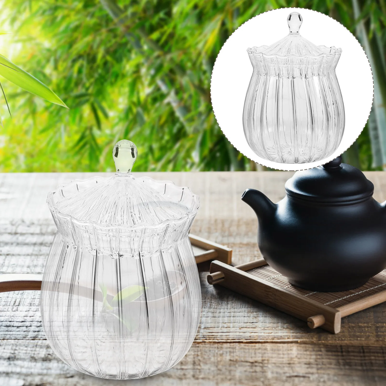 

Glass Sugar Jar Transparent European Style Sealed Glass Storage Jar for Candy Tea Salt Storage Container