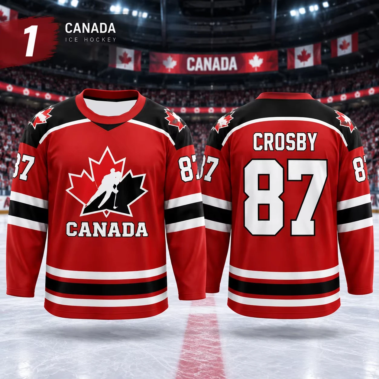 2026 Men's Canada Ice Hockey Jersey 87 Crosby Long Sleeve Quick Dry Sports Uniform Unisex Fan Jersey