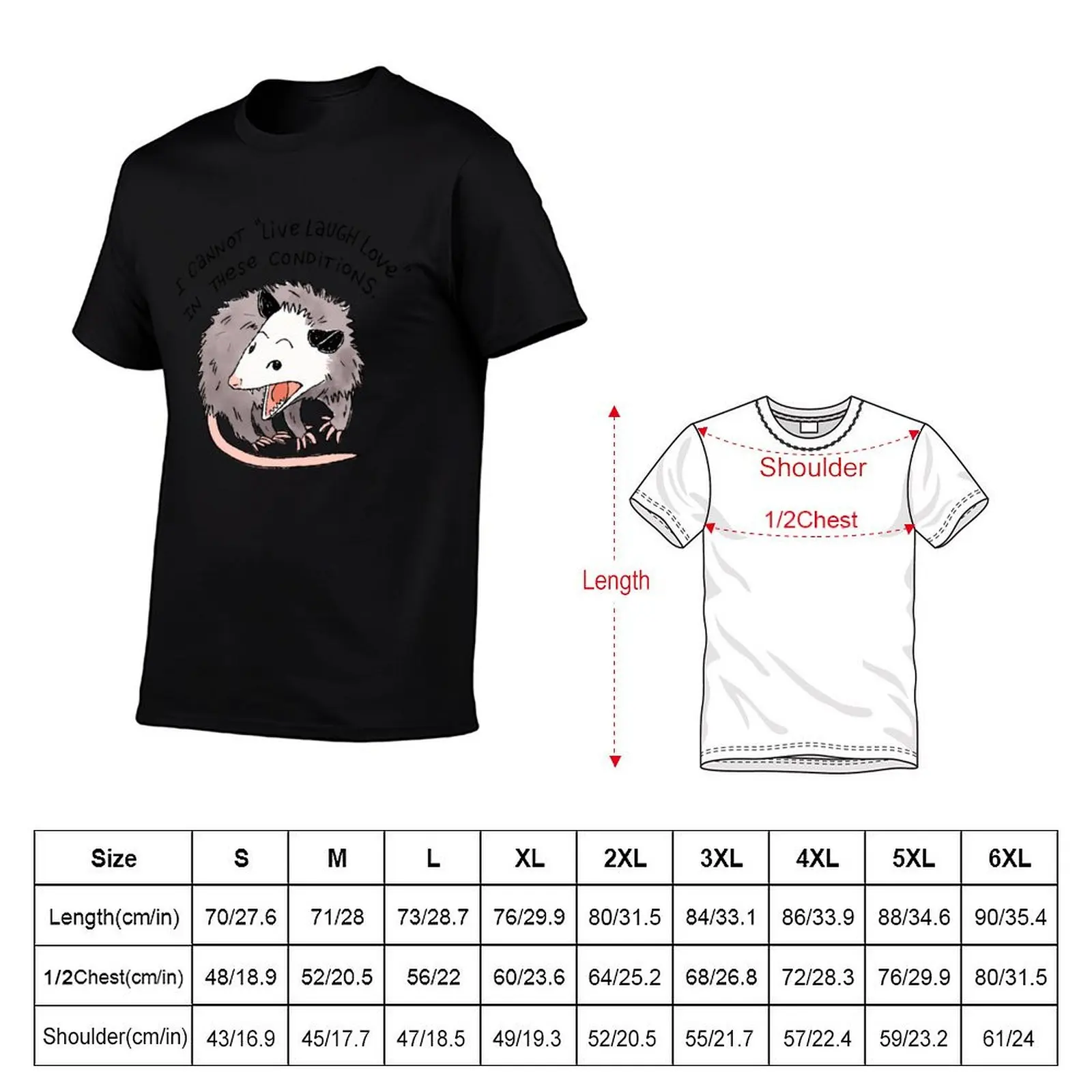 Opossum Live Laugh Love T-Shirt graphic t shirts Short sleeve tee anime stuff Men's t-shirts