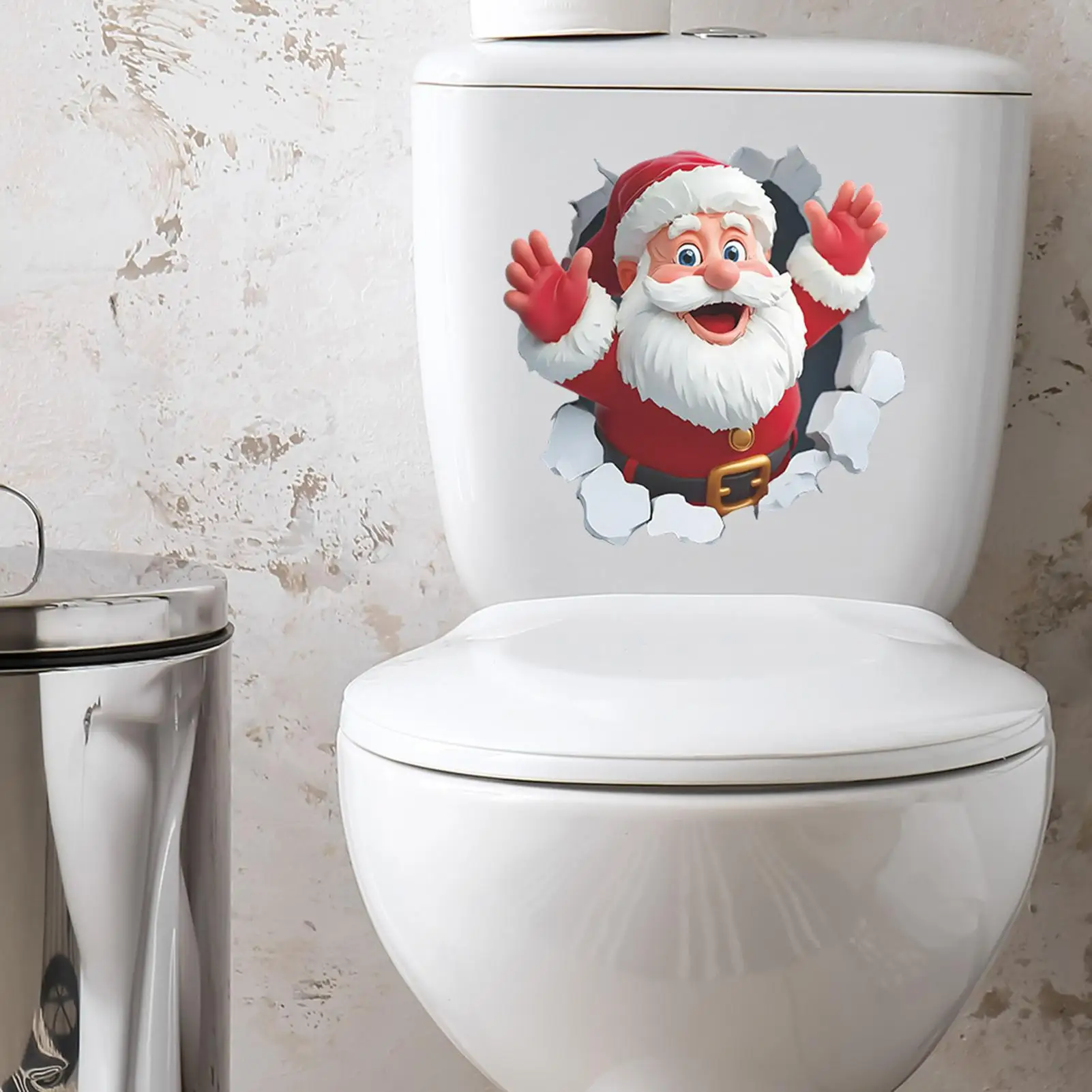Santa Claus Wall-breaking Patern Stickers Christmas Wall Decals Self-Adhesive Wall Stickers Toilet Stickers Home Holiday Decor