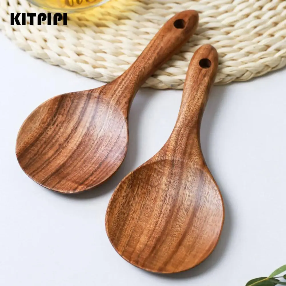 Wooden Rice Spoon Rice Paddle Scoop Wooden Kitchen Spoon Ladle Tablespoon Big Serving Spoon Wooden Kitchen Utensils Tableware
