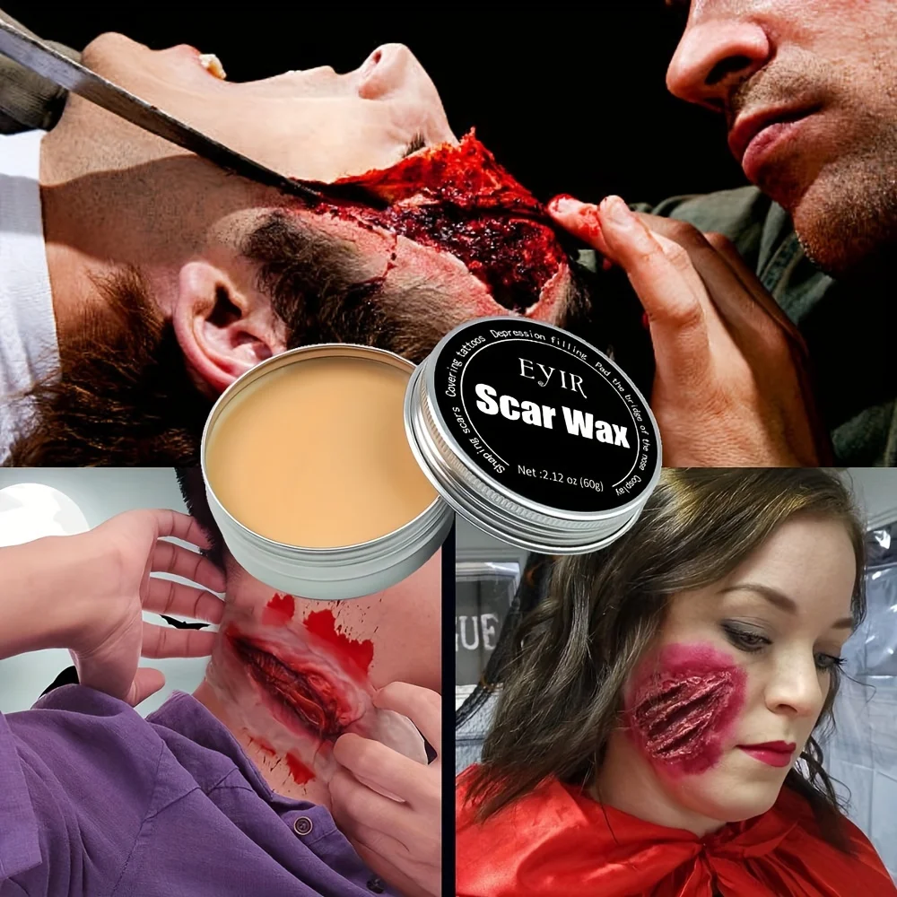 EYIR Halloween SFX Makeup Kit Scar Wax Fake Blood Gel Spray Liquid Latex Wound Makeup Tools for Zombie Cosplay Party