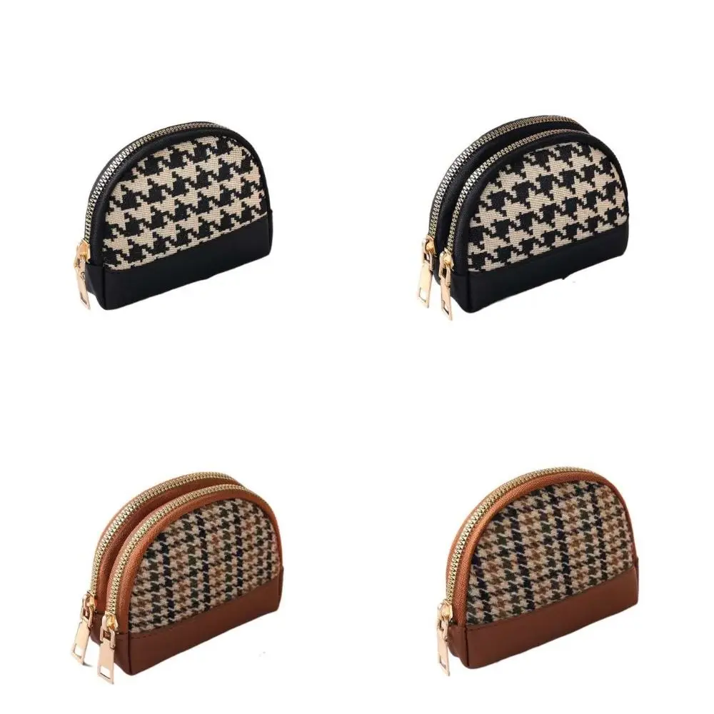 Удобный маленький мини-холст с узором «гусиные лапки» с брелоком, кожаная сумка, кошелек, женский кошелек для монет, держатели для карт