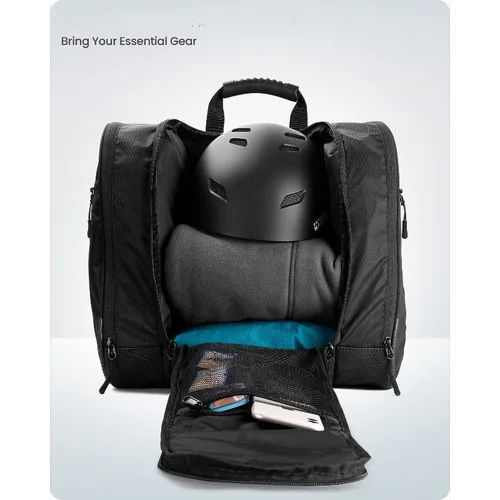 Imagen 2 del producto Bolsa para zapatos de esquí para deportes al aire libre, bolsa para patines, mochila de esquí multifuncional de gran capacidad con almacenamiento de esquí