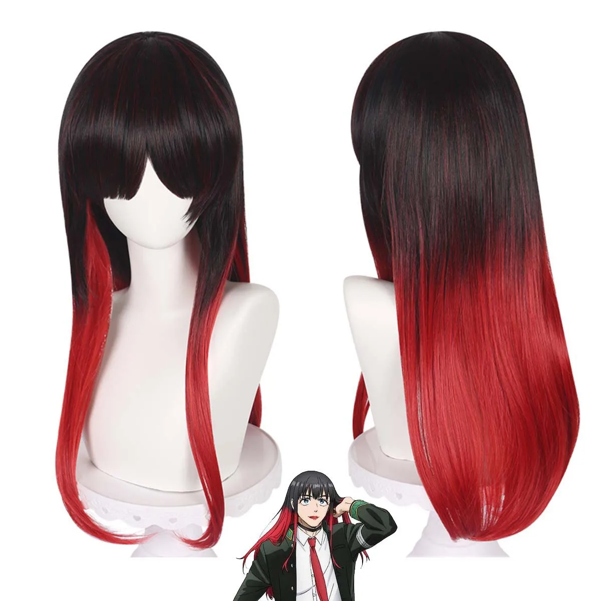 Anime WIND BREAKER Tasuku Tsubakino Cosplay Peluca larga negra mezclada de color rojo