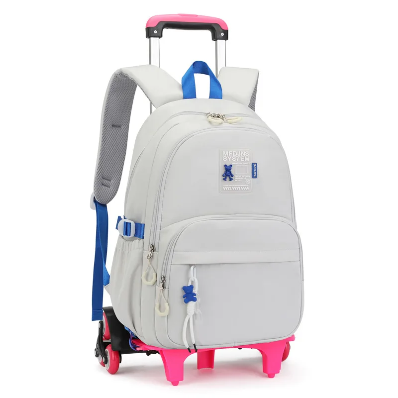 

Students Wheeled Bag New Kids School Bag with 2/6 Wheels Boy Rolling Backpack Trolley Bookbag women Traval Bags Wheel Backpack