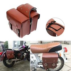 Retro Fashion Bike Motorcycle Saddle Bags Pouch Storage Case Side Luggage Tank Suitcase Waterproof PU Leather Motorbike Parts