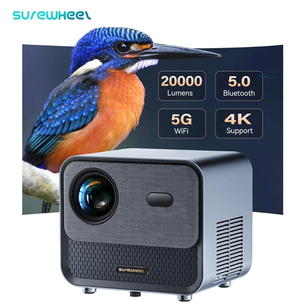 SUREWHEEL proyektor SW30 1080P, proyektor 4K Full HD 12000Lumens 5G WiFi koreksi otomatis teater Rumah kompatibel dengan ponsel/HDMI