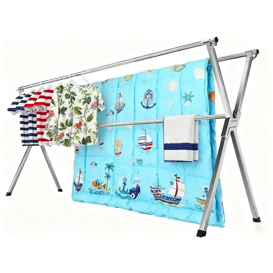 

Сушилка для белья уличная, обновленная версия, из нержавеющей стали, для использования в помещении, на улице и на балконе, регулируемая по длине, размер S