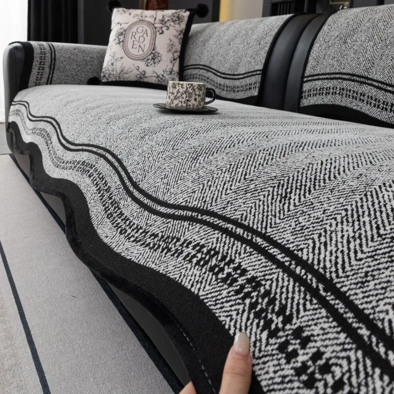 1PC New Light Luxury Special-shaped Sofa Cushion One-piece Straight Non-slip Leather Sofa Special Four-season Seat Cushion