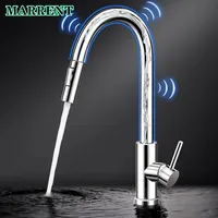 Hot Cold Touch Kitchen Mixer Tap Marrent Brushed Nickel Pull Out Kitchen Sink Faucet Smart Sensor Touch Kitchen Mixer Faucets