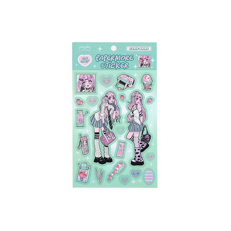 1 Pc Cute Cartoon Girls Stickers Colorful Angel Pattern Laptop Deco Stickers DIY Scrapbooking Journaling Decorative Materials