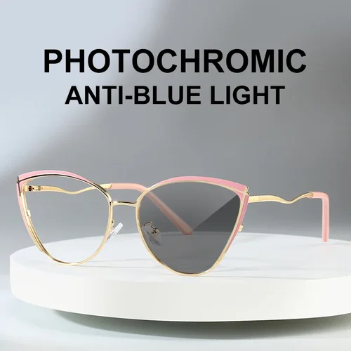 GINEVIEVE-gafas de diseño personalizado con forma de ojo de gato para mujer, anteojos con prescripción personalizada, antiluz azul, fotocromismo 9719