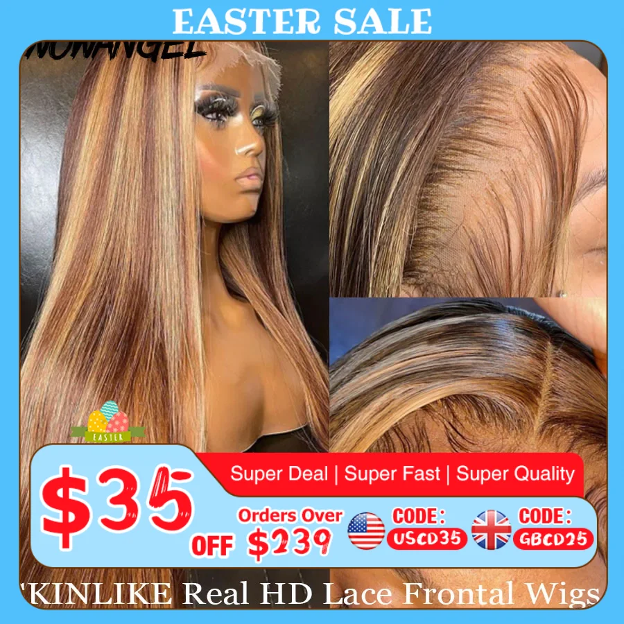 250% 30 pollici SKINLIKE Reale HD Veletta Frontale Parrucca di Capelli Umani Evidenziare Parrucca Diritta Colorata Parrucca di Chiusura Del Merletto Pre Pizzicata Pelli di Fusione