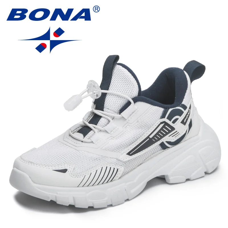 BONA 2023 New Designers Brand Casual Shoes Children Fashion Comfortable Shoes For Girls Boys Breathable Mesh Sneakers Kids Shoes