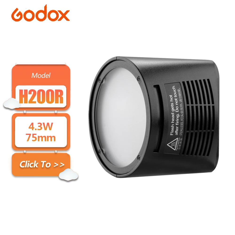 

Godox Witstro H200R Round Flash Head for AD200 AD200Pro II TTL Pocket Flash Soft Light Lightweight and Portable Accessories
