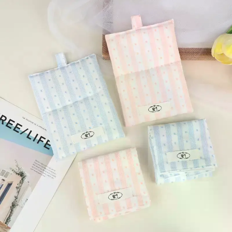 Stripes Polka Dot Coasters Portable Square Cotton Cloth Insulation Pad Soft Hanging Drink Coasters Photography Props