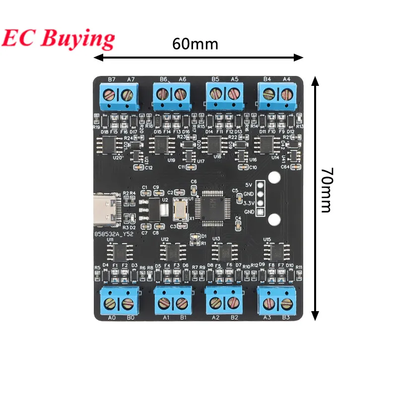 USB auf 4 8-Wege-RS485-Seriell-Port Typ C auf 4 8-Wege 485-Mehrkanal-UART TTL CH348 HUB RS485-Modul-Erweiterungsplatine YR-6028 – Detail 2